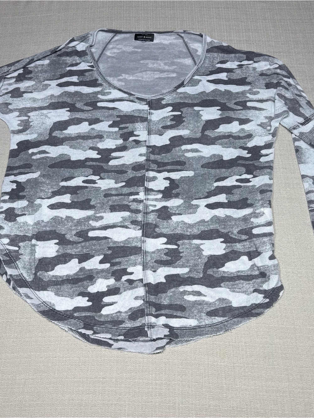 Lucky Brand Grey Camouflage Long Sleeve Tee